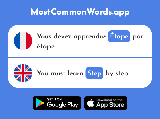 Étape - Stage, step (Le 1145 Mot Le Plus Commun En English)