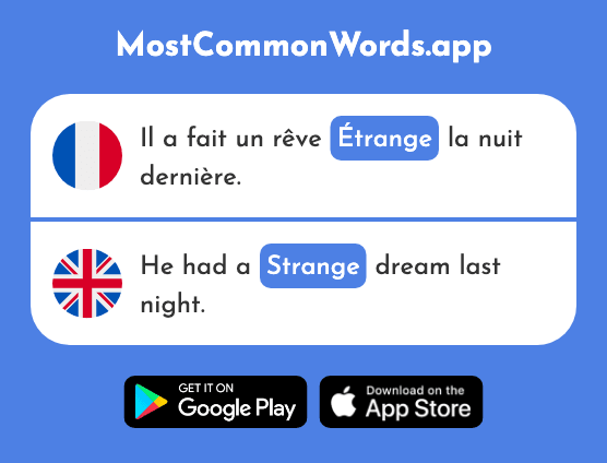 Étrange - Strange, odd (Le 2159 Mot Le Plus Commun En English)