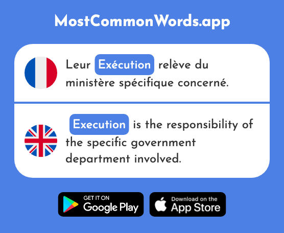 Exécution - Execution, accomplishment (Le 1806 Mot Le Plus Commun En English)