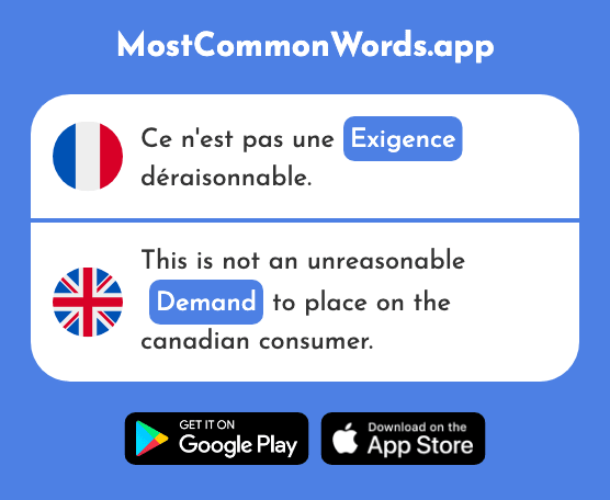 Exigence - Demand, strictness (Le 1312 Mot Le Plus Commun En English)