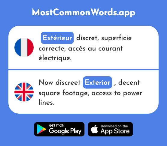 Extérieur - Exterior (Le 625 Mot Le Plus Commun En English)