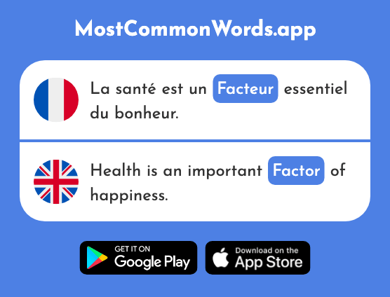Facteur - Postman, mailman, factor (Le 1264 Mot Le Plus Commun En English)