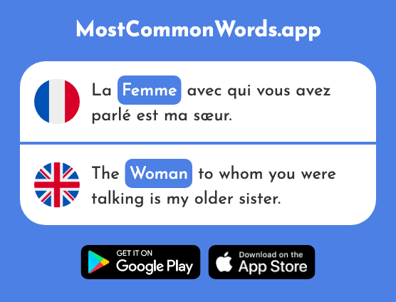 Femme - Woman, wife (Le 154 Mot Le Plus Commun En English)