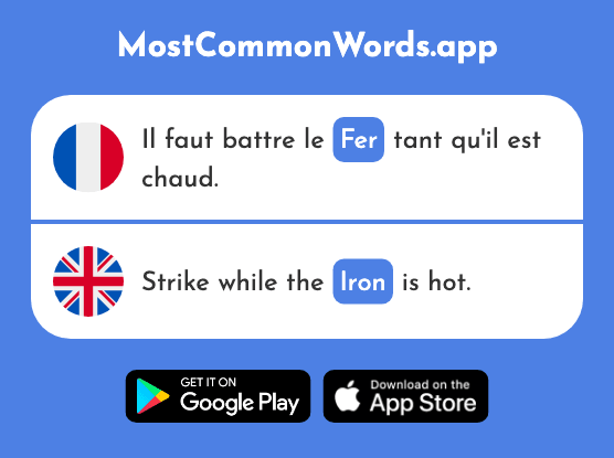 Fer - Iron (Le 1621 Mot Le Plus Commun En English)