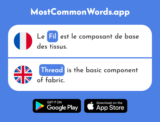 Fil - Thread, wire (Le 1223 Mot Le Plus Commun En English)