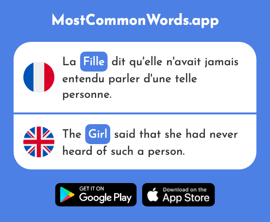 Fille - Girl, daughter (Le 629 Mot Le Plus Commun En English)