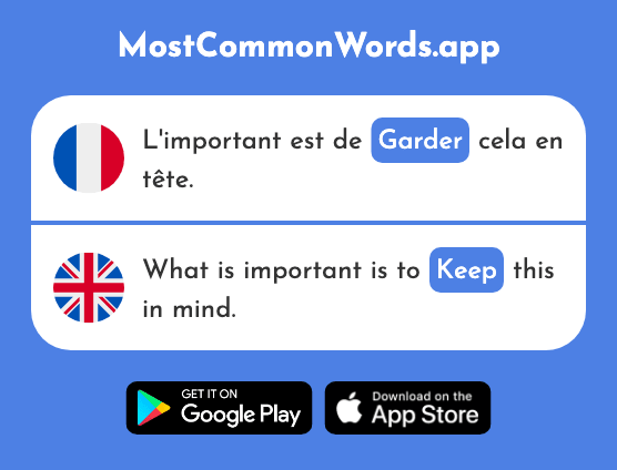 Garder - Keep (Le 531 Mot Le Plus Commun En English)