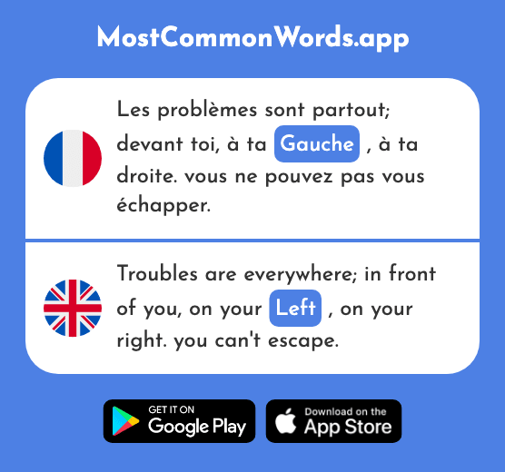 Gauche - Left (Le 607 Mot Le Plus Commun En English)
