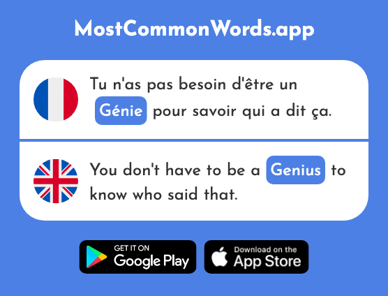 Génie - Genius (Le 2162 Mot Le Plus Commun En English)