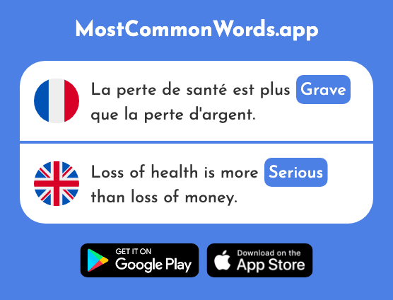 Grave - Serious, grave (Le 443 Mot Le Plus Commun En English)