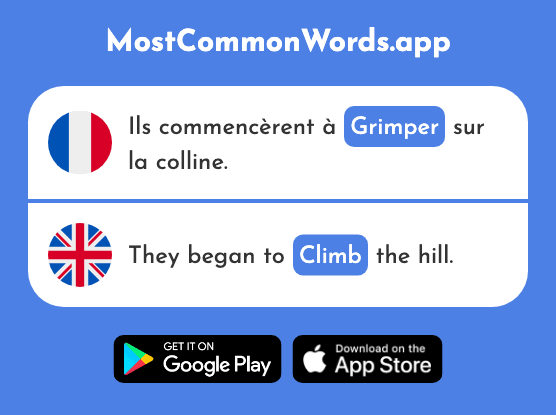 Grimper - Climb, go up (Le 2646 Mot Le Plus Commun En English)
