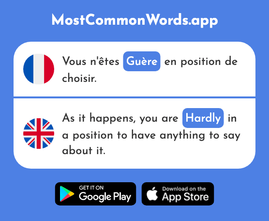 Guère - Hardly (Le 1591 Mot Le Plus Commun En English)