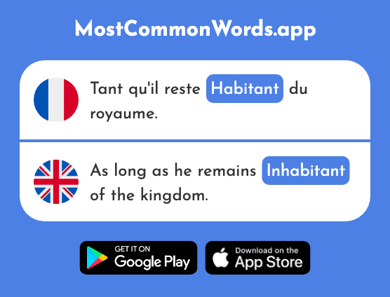 Habitant - Inhabitant (Le 1333 Mot Le Plus Commun En English)