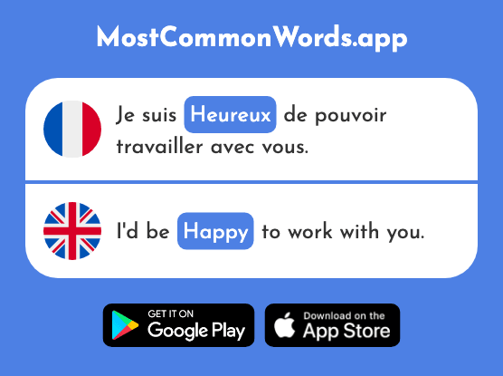 Heureux - Happy, lucky, fortunate (Le 764 Mot Le Plus Commun En English)