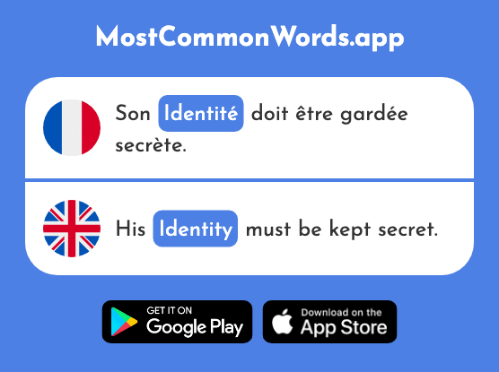 Identité - Identity (Le 1437 Mot Le Plus Commun En English)