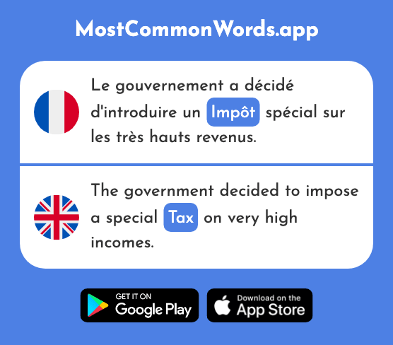 Impôt - Tax (Le 1241 Mot Le Plus Commun En English)