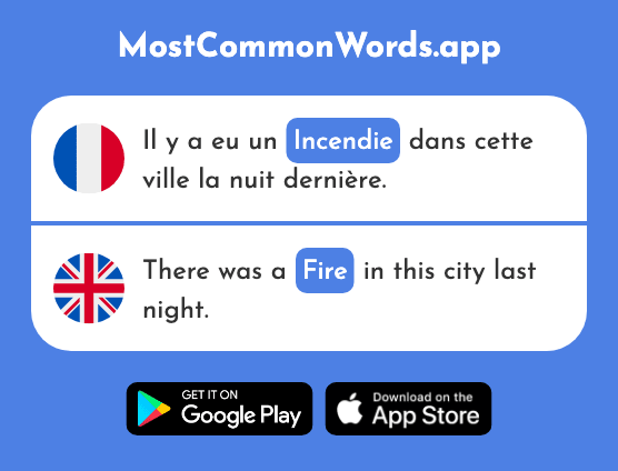 Incendie - Fire, blaze (Le 2976 Mot Le Plus Commun En English)