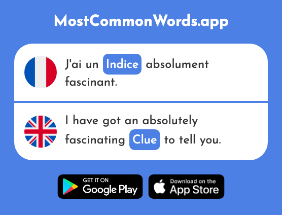 Indice - Indication, sign, clue (Le 2138 Mot Le Plus Commun En English)