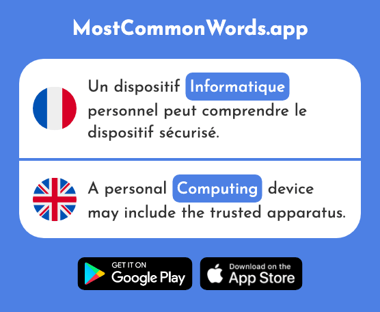 Informatique - Computer science, computing (Le 2588 Mot Le Plus Commun En English)