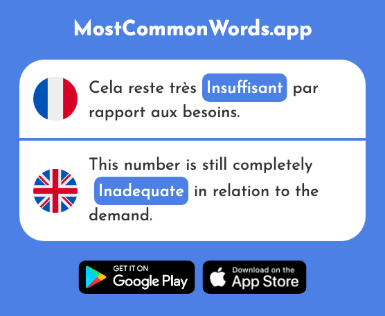Insuffisant - Insufficient, inadequate (Le 2473 Mot Le Plus Commun En English)