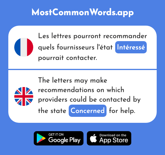 Intéressé - Concerned, involved (Le 2721 Mot Le Plus Commun En English)