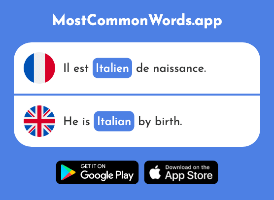 Italien - Italian (Le 1477 Mot Le Plus Commun En English)