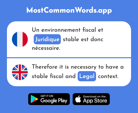 Juridique - Legal, judicial (Le 1665 Mot Le Plus Commun En English)