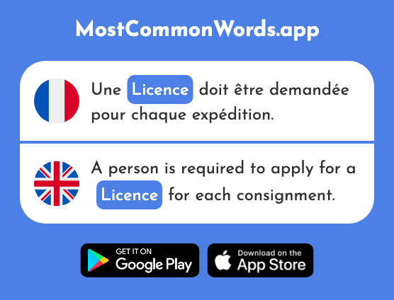 Licence - Licence, permit (Le 2790 Mot Le Plus Commun En English)