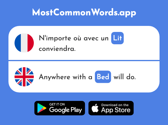 Lit - Bed (Le 1837 Mot Le Plus Commun En English)