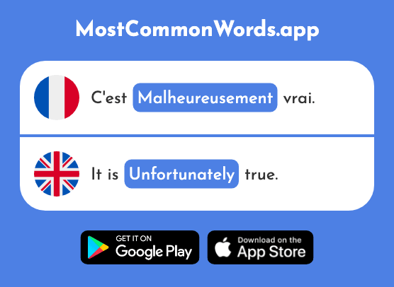 Malheureusement - Unfortunately (Le 1543 Mot Le Plus Commun En English)