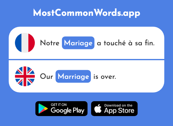 Mariage - Marriage (Le 1210 Mot Le Plus Commun En English)