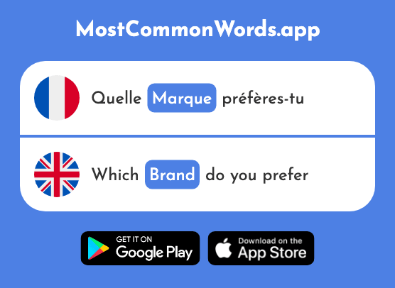 Marque - Brand, mark (Le 1344 Mot Le Plus Commun En English)