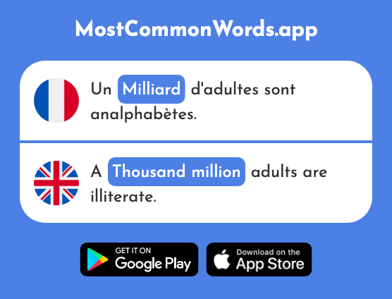 Milliard - Billion, thousand million (Le 497 Mot Le Plus Commun En English)