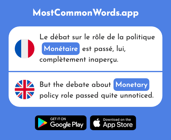 Monétaire - Monetary (Le 1739 Mot Le Plus Commun En English)