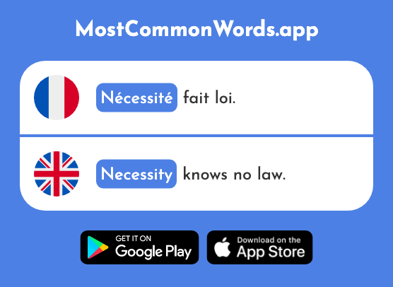 Nécessité - Necessity, need (Le 930 Mot Le Plus Commun En English)