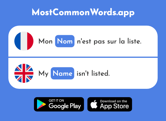 Nom - Name (Le 171 Mot Le Plus Commun En English)