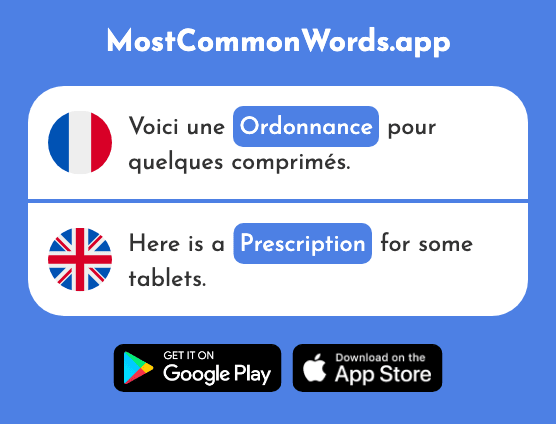 Ordonnance - Prescription, organisation, edict, ruling (Le 2922 Mot Le Plus Commun En English)
