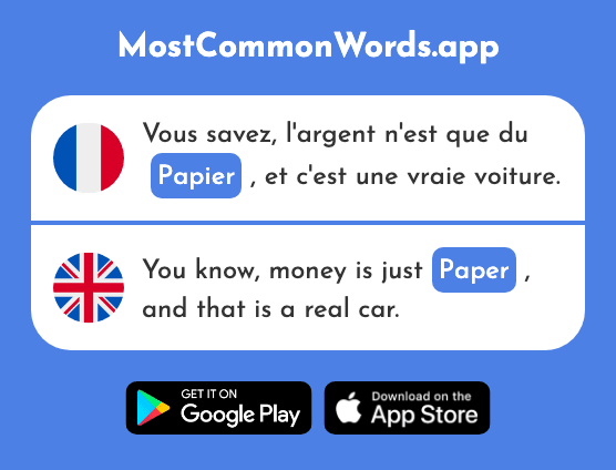 Papier - Paper (Le 951 Mot Le Plus Commun En English)