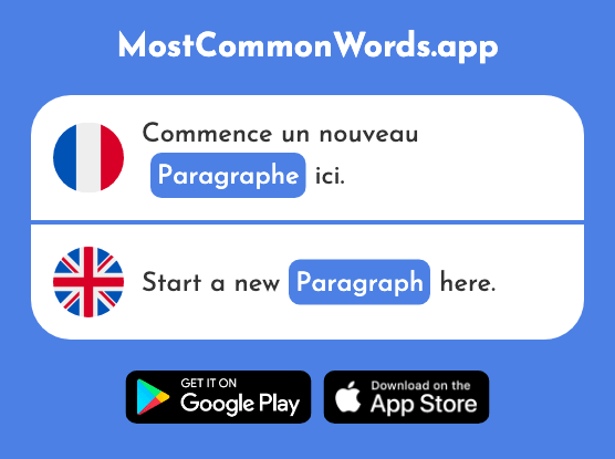 Paragraphe - Paragraph (Le 2126 Mot Le Plus Commun En English)