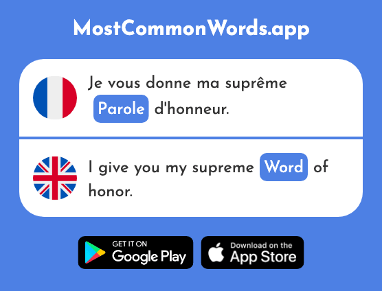 Parole - Word (Le 552 Mot Le Plus Commun En English)