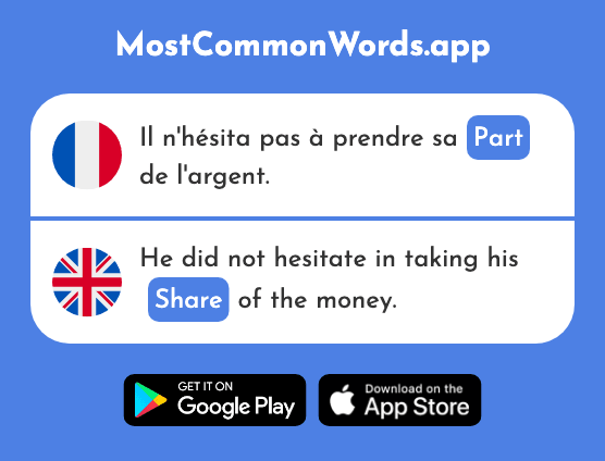 Part - Share (Le 86 Mot Le Plus Commun En English)