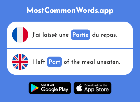 Partie - Part (Le 118 Mot Le Plus Commun En English)