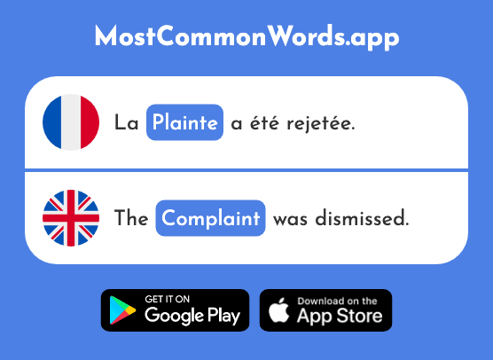Plainte - Moan, groan, complaint (Le 1851 Mot Le Plus Commun En English)