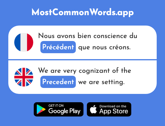 Précédent - Precedent, previous (Le 820 Mot Le Plus Commun En English)