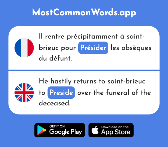 Présider - Preside (Le 2370 Mot Le Plus Commun En English)