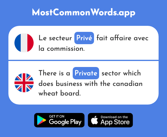 Privé - Private (Le 1401 Mot Le Plus Commun En English)