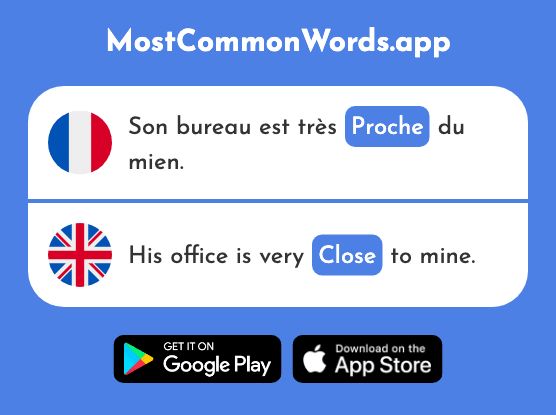 Proche - Nearby, close (Le 838 Mot Le Plus Commun En English)