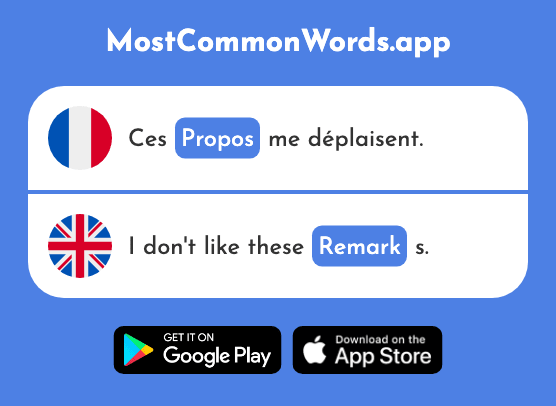 Propos - Remark (Le 505 Mot Le Plus Commun En English)