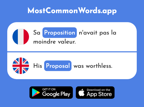 Proposition - Proposition, proposal (Le 799 Mot Le Plus Commun En English)