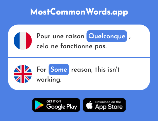 Quelconque - Any, some (Le 1934 Mot Le Plus Commun En English)